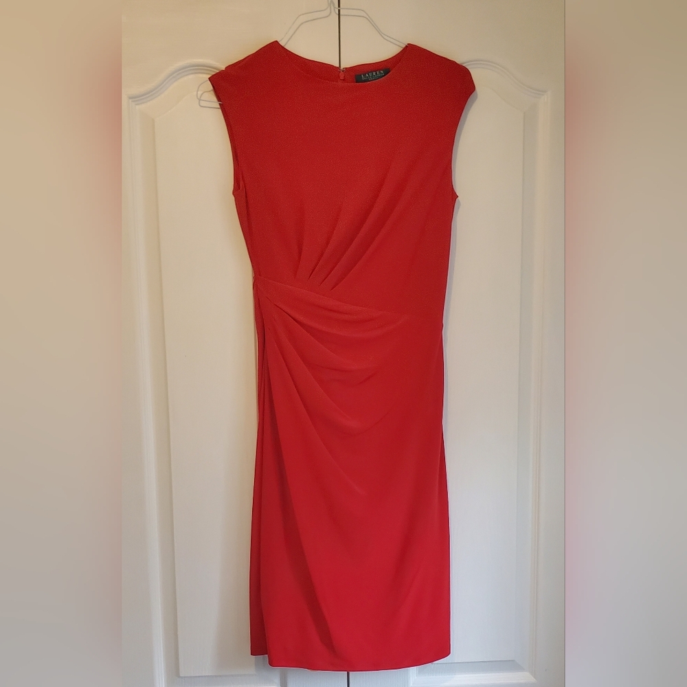 Lauren Ralph Lauren Red Sleeveless Midi Dress